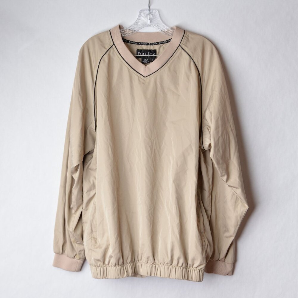 FootJoy Mens Large Beige Pullover Jacket Long Sleeve Golf Windbreaker